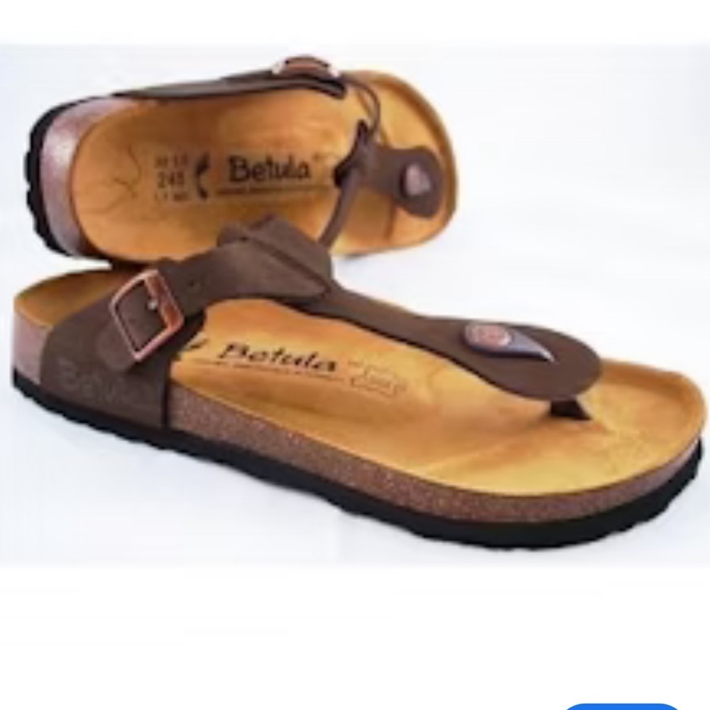 Birkenstock Betula GIZEH Thong Sandals Slides Brown Leather Suede Minimalist 6